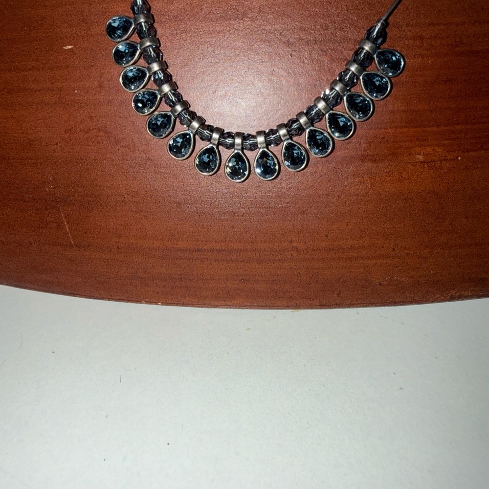 Touchstone Crystal Silver Necklace with Blue Accents